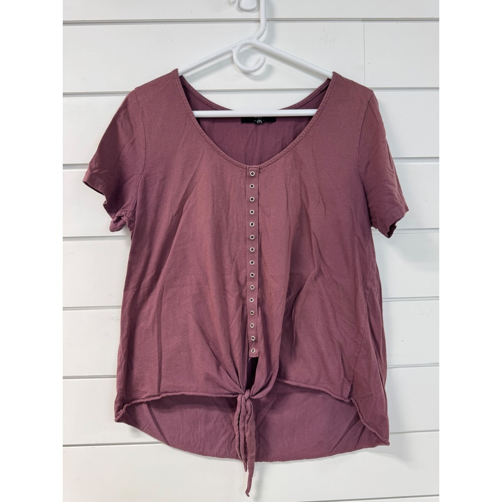 Coin 1804 Los Angeles Womens Mauve Grommet Front Tie High Low Top Size L